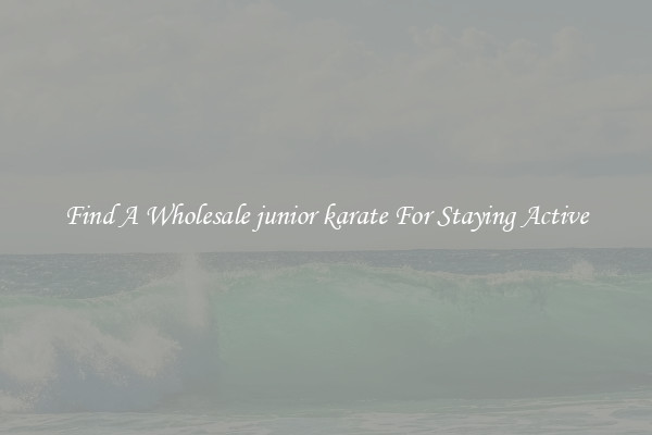 Find A Wholesale junior karate For Staying Active